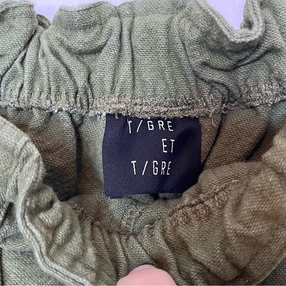Tigre Et Tigre Green Sunny Canvas Cargo Utility Straight Leg High Rise Pant Sz S - Picture 6 of 12